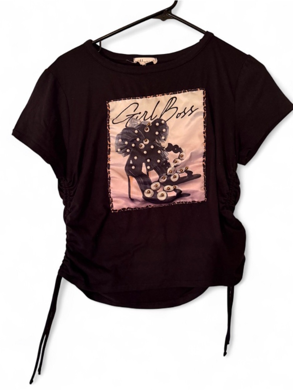 Girl Boss Graphic Short Sleeve Top - Black